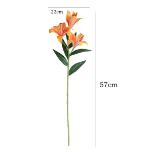 Bouquet de lys artificiels en PVC, haute simulation, pour mariage et décoration intérieure, rose diamant, à trois têtes - Product Image 5
