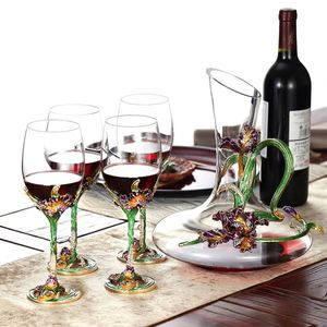 Juego de Copas de Vino Tinto de Cristal Verde de Lujo, Elegantes Copas de Esmalte con Caja de Regalo para Bodas - Product Image 1