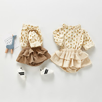 Printemps nouveau Floral bébé fille vêtements ensembles nouveau-né bébé à manches longues Blouses + combinaison salopette mode bébé fille tenues