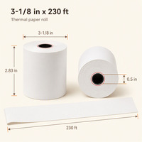 Kertas Thermal 48gsm Bebas BPA untuk Tiket Lotre Mesin POS 3 1/8 X 230 Ft Custom