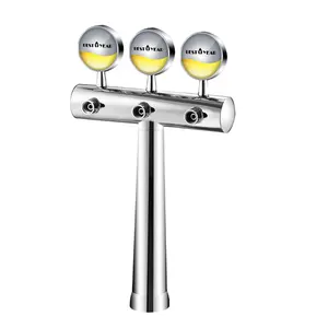 Spot New Products Direct Sales Stainless Steel Silver T-shaped Beer Tower Tap With Lightd 3 Beer Taps For Beer Party