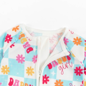 Miozing Baba ve Ben Baskılı Organik Bambu Bebek Pijamaları Stokta Bebek Tulumu Toptan Bambu Bebek Kıyafetleri Butik İçin - Product Image 3