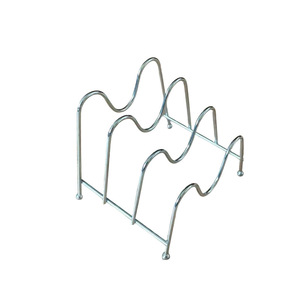 Iron Wave Pot Lid <b>Rack</b> Three Hole Metal <b>Dish</b> Drainer Kitchen Countertop Storage - Product Image 1