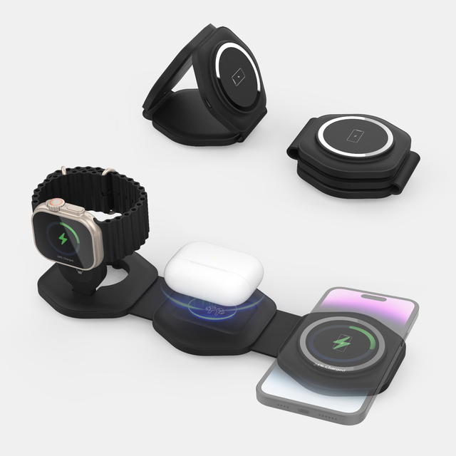 Custom Logo 3 in 1 Foldable Wireless Charger for iphone Station for Apple Watch for Airpods Portable Stand 2024 New Products