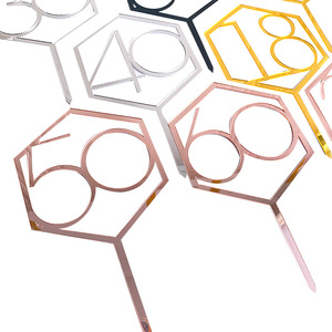 Adornos acrílicos para pasteles con números 18, 21, 30, 40, 50, 60, decoraciones para fiestas de cumpleaños, accesorios para pasteles, Honey And Sweetness - Product Image 3