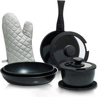 Ensemble de casseroles et poêles allant au four Batterie de cuisine en céramique antiadhésive Poignée détachable Ensemble de cuisine Poignées amovibles