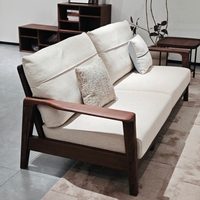 Canapé en bois massif de style minimaliste nordique, coussin amovible et moelleux, ensemble de meubles de salon