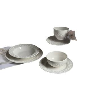 French medieval holiday romantic manor relief flower ceramic plates and <b>bowls</b>, <b>dessert</b> plates, Western soup plates and - Product Image 5