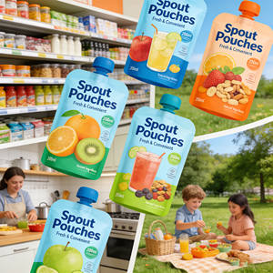 Pochettes à bec verseur personnalisées sans BPA, réutilisables, hermétiques, pour jus et aliments liquides, avec logo, pour boissons - Product Image 6