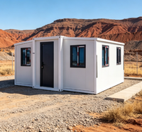 Casa Plegable con Estructura de Acero Blanco, Ventanas de Doble Acristalamiento, Techo Plano, Casa Modular Prefabricada Expandible, Instalación Rápida