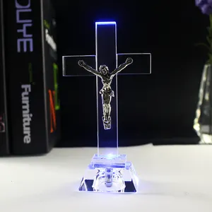 High Quality Crystal Cross LED Jesus Cross Religious Souvenirs