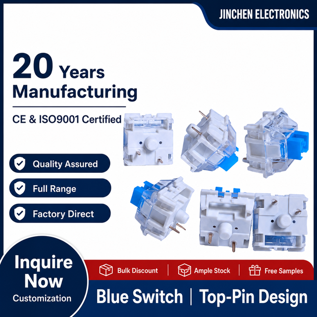 Click Blue Mechanical Keyboard Switch 3 Pin Top-Pin Design MX Compatible Key Switches for Gaming Keyboard Custom DIY