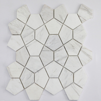 Tuiles de mosaïque en marbre blanc Volakas pentagonales Carreaux de mosaïque en pierre blanche polygonale pour la décoration des murs et des sols
