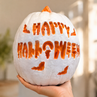 Lampu Lentera Labu Putih Halloween, Lampu LED Hiasan Huruf Happy Halloween, Ukiran Kelelawar, Perlengkapan Pesta, Hadiah