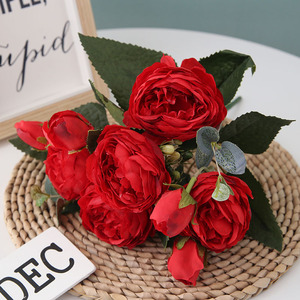 Flores artificiales de seda para decoración del hogar, ramo grande de flores de peonía, de tacto natural, para boda y jardín - Product Image 4