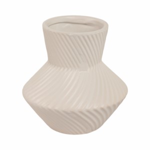 Vaso in ceramica moderno a forma di clessidra con rigature per l'arredamento del soggiorno - Product Image 3