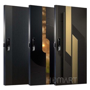 Porte d'entrée double style français Skyland en bois avec pivot en fer forgé et vitrage en fibre de verre et acier - Product Image 3