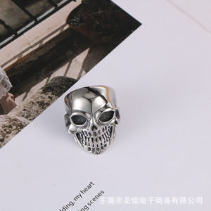 แหวนหัวกะโหลกพังก์สำหรับผู้ชาย ไทเทเนียมสตีล ดีไซน์โครงกระดูกแบบโอเวอร์ไซส์ สไตล์ร็อค ของขวัญเครื่องประดับ SA88 D - Product Image 4