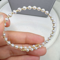 Bracelet élastique en or massif 18 carats avec perles et pierres précieuses naturelles, perles d'eau douce, empilable, style bohème chic, bijoux délicats et minimalistes