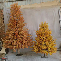 Pohon Cypress dan Pohon Sequoia NINI untuk Taman, Ornamen Lanskap Daun Maple LED Tahan Air untuk Luar Ruangan dengan Daun Berwarna Hangat