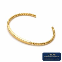 Meilleure Vente 2026 Bracelet Manchette Ouvert Torsadé en Acier Inoxydable Plaqué Or 18K, Étanche et Inaltérable - Jonc Tendance