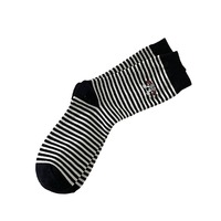 Chaussettes mi-mollet en coton pour femmes avec rayures brodées et contraste de couleur chien, nouvelles chaussettes longues