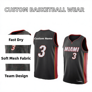 Camiseta de Baloncesto de Miami para Hombre, sin Mangas, Cuello en V, Nombre y Número Personalizados, Número 3, Malla Sublimada de Poliéster, Transpirable, para Todas las Temporadas - Product Image 2