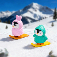 Figurine miniature mignonne de pingouin skieur en PVC, accessoire de décoration DIY pour scène de neige et petit ornement de voiture
