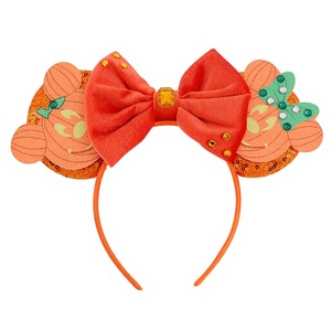 Diademas de Plástico Hechas a Mano con Temática de Halloween para Niños, Lazos con Lentejuelas de Mickey Mouse y <span class=keywords><strong>Calabaza</strong></span>, Pinzas para el Cabello, Decoración para el Cabello - Product Image 1