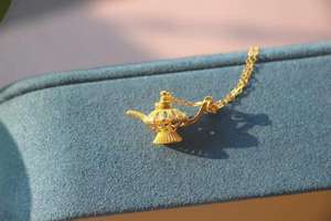 カスタムジュエリー アラジンランプ型 新ヴィンテージデザイン 純金 天然ダイヤモンドペンダント 18金ネックレス - Product Image 5
