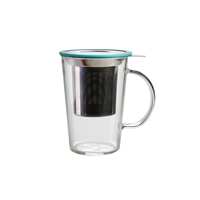 Mug à infuseur à thé en verre borosilicate haute résistance LAkotto 400 ml avec couvercle en acier inoxydable, compatible lave-vaisselle et micro-ondes, vaisselle de qualité supérieure