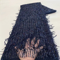 Tissu en dentelle française brodée de sequins ZSY avec franges à pampilles perlées pour artisanat DIY, costumes de scène et robes de mariée