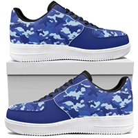 POD personnalisé bleu Camouflage AF chaussures basses en cuir livraison directe chaussures de planche décontractées chaussures respirantes confortables pour hommes femmes