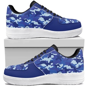 POD Custom Blue Camouflage <span class=keywords><strong>AF</strong></span> Low Top Leather Shoes Drop Shipping Casual Board Shoes Cómodos zapatos transpirables para hombres y mujeres - Product Image 2