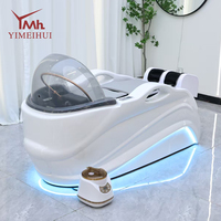 Table de lavage électrique en fibre de verre blanche pour salon de beauté avec fonction de circulation d'eau intégrée