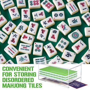 Caja de Mahjong de Acrílico Personalizada, Organizador de Almacenamiento Apilable Transparente con Tapa para Fichas de Juego, Organización del Hogar - Product Image 6