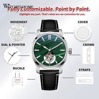 Montre Tourbillon Personnalisée OEM ODM, Mécanique, 28800, Automatique, Cadran en Pierre de Malachite Naturelle, Acier Inoxydable 316L, Saphir