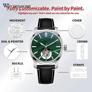 <span class=keywords><strong>Montre</strong></span> Tourbillon Personnalisée OEM ODM, Mécanique, 28800, Automatique, Cadran en Pierre de Malachite Naturelle, Acier Inoxydable 316L, Saphir - Product Image 1