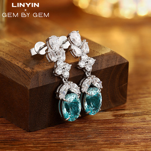 Fancy Design Long Pattern Earring Women Jewelry Lab Gemstone Classic S925 Silver Women Birthday Gift Classic Earring <b>Stud</b> Set - Product Image 3