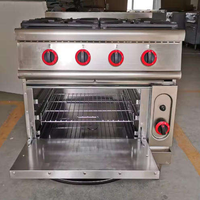 Stainless Steel 4 burner Gas Stove with Oven for Commercial Restaurant Equipment and Food Processing Commercial Kitchen