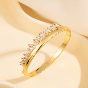 Bracelet en zircon à motif floral et feuilles, doré, pour femme, bijoux de fête, en alliage de zinc, insert sans fin SZ12.23 6 - Product Image 2