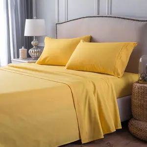 Multi solid color Modern Bed sheets Bedding fabric 100% Polyester Matte Plain weave Hotel bed sheets 4Pcs Quilt Cover Set