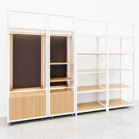 Étagères de présentation de vêtements en métal et bois mobiles, porte-vêtements suspendus, aménagement personnalisé pour magasin de détail
