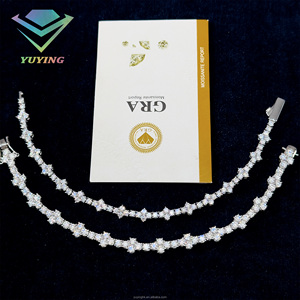 Bracelet tennis croix en bijouterie fantaisie, diamants moissanite VVS, plaqué or, argent sterling 925, certificat GRA, passe le testeur de diamants. - Product Image 3
