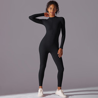 Winter dames yogakleding lange mouwen één-delige yogajumpers fitness sport bodysuit sportkleding atletische rompers met rits
