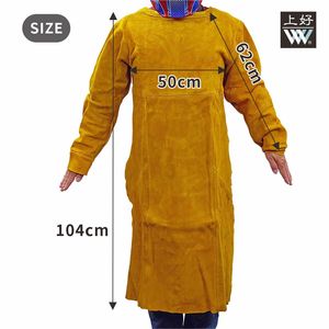 Shanghao, ropa de soldadura de calidad duradera, nueva chaqueta de delantal de soldadura de cuero largo de piel de vaca con mangas - Product Image 3