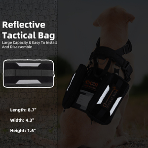 Tidak ada tarik dapat disesuaikan tiga bagian taktis harnes anjing dengan kantong, Saku, tas sadel rompi Harness anjing ransel - Product Image 4