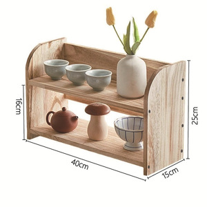 Solid Wood Chinese Style Display <b>Shelf</b> Rectangular Countertop Tea Set Organizer Teapot <b>Rack</b> Ornamental Storage Cabinet - Product Image 4