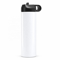 Tumbler Stainless Steel Putih Tipis untuk Sublimasi, Wadah Minuman Kosong, Dapat Dicetak Logo dengan Heat Press, Gourde 20 oz, Olahraga, Luar Ruangan, Modern