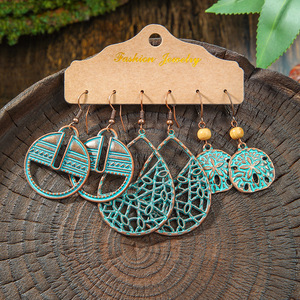 Fashion Jewelry Alloy <b>Drop</b> Earrings Geometric Vintage Style Women's Fashion Dangle Earrings - Product Image 1